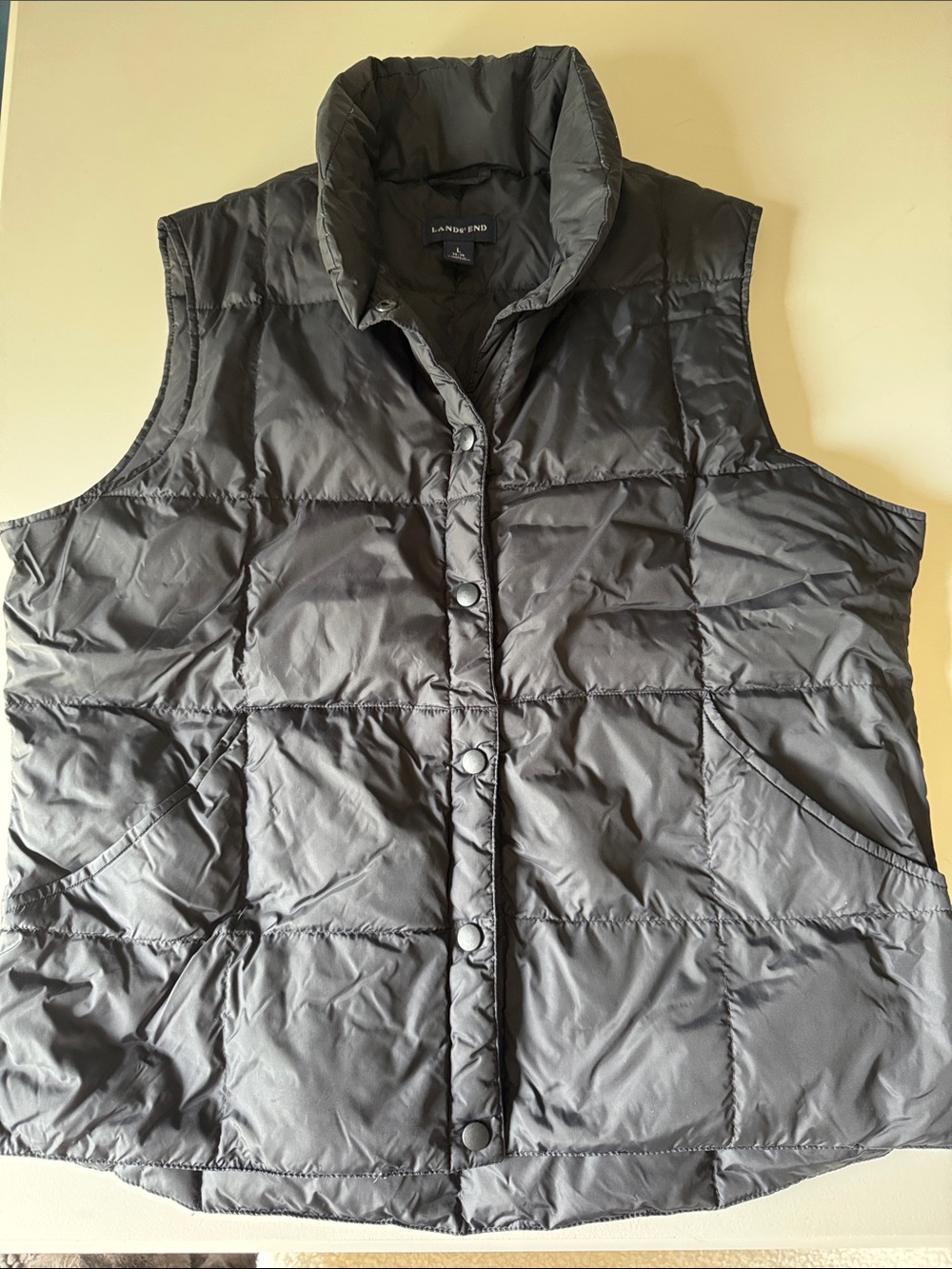 Lands' End Black Down Filled Puffer Vest
